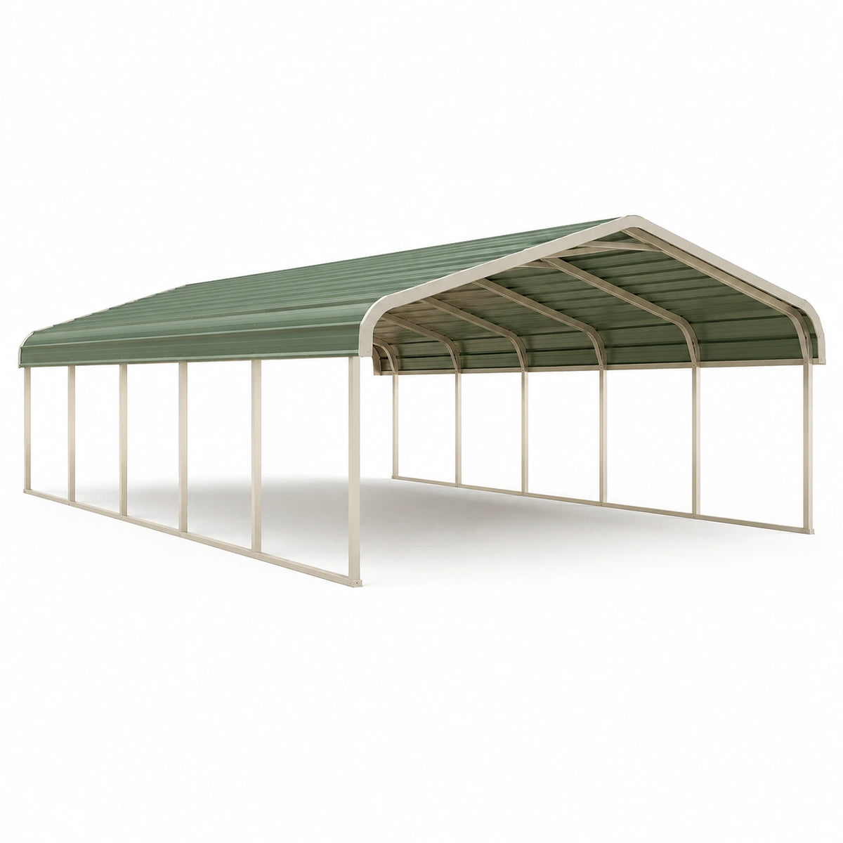 Carport 600 × 300 × 240 cm aus Aluminium mit Polycarbonatdach, Grün/Beige