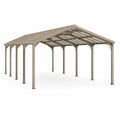 Freistehender Pavillon aus beschichtetem Stahl in Grau, 600 × 300 × 270 cm, mit offenem Satteldach