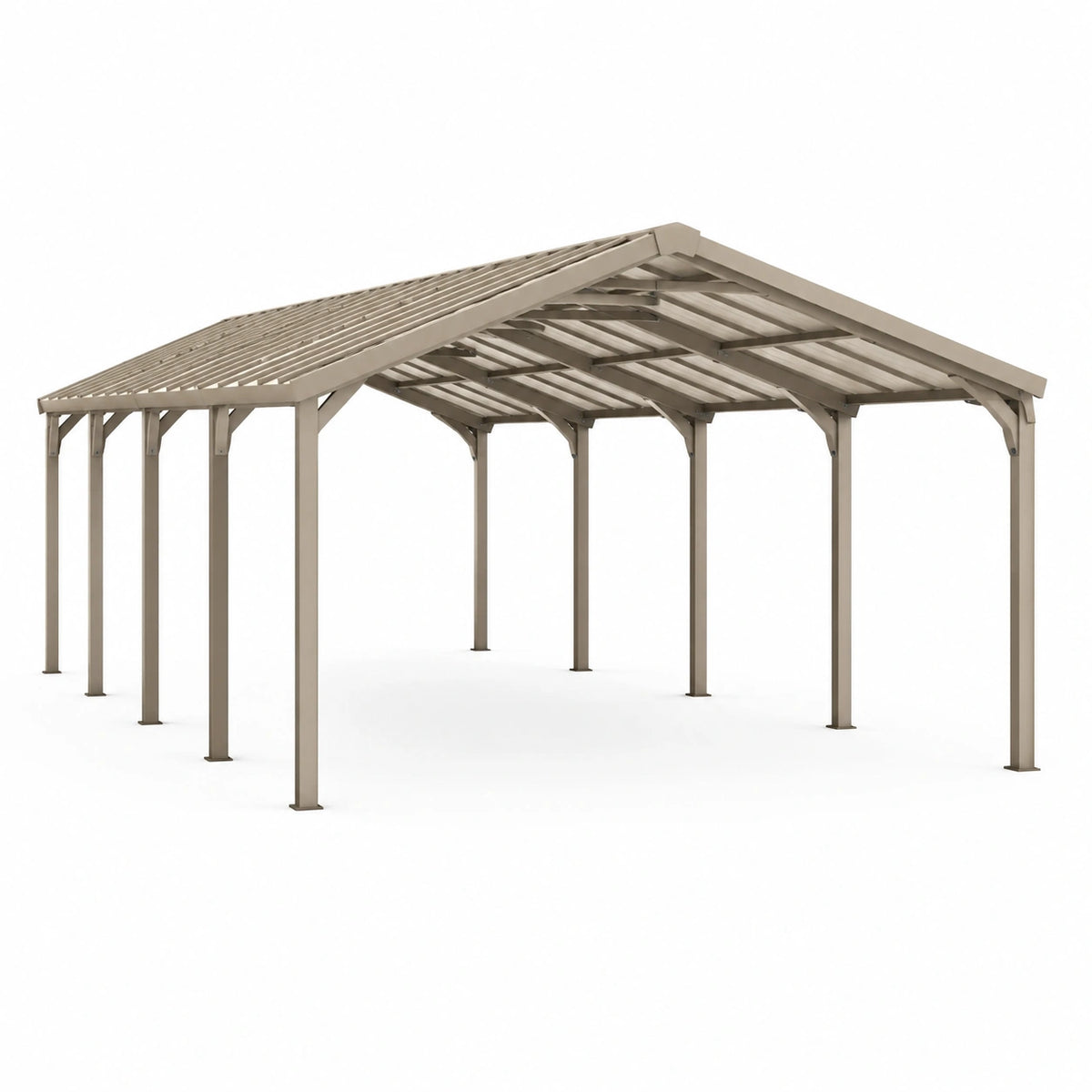 Freistehender Pavillon aus beschichtetem Stahl in Grau, 600 × 300 × 270 cm, mit offenem Satteldach