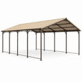 Freistehende Metallkonstruktion mit Kunststoff-Satteldach, 600 × 300 × 280 cm, Braun/Beige