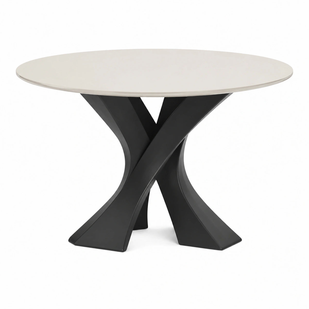 Ovaler Esstisch 160 x 90 x 75 cm Weiß/Schwarz mit Holzwerkstoffplatte und Metallgestell