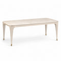 Klassischer rechteckiger Holztisch in Cremeweiß/Gold, 180 × 90 × 76 cm