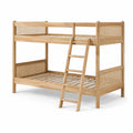 Etagenbett aus Holz mit Rattangeflecht und Leiter, Natur/Beige, 200 × 90 × 170 cm