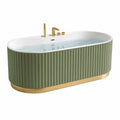 Freistehende Acrylbadewanne 170 × 80 × 58 cm in Grün, Weiß und Gold mit geriffelter Verkleidung
