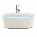 Freistehende ovale Badewanne aus Acryl, 170 x 80 x 58 cm, Weiß/Gold, geriffelte Außenseite