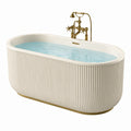 Freistehende Acryl-Badewanne 170 x 80 x 58 cm in Weiß/Gold mit geriffelter Verkleidung
