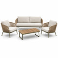 4-teiliges Garten-Loungeset in Beige, Dunkelgrün und Naturholzoptik, Zweisitzer 198 × 78 × 76 cm
