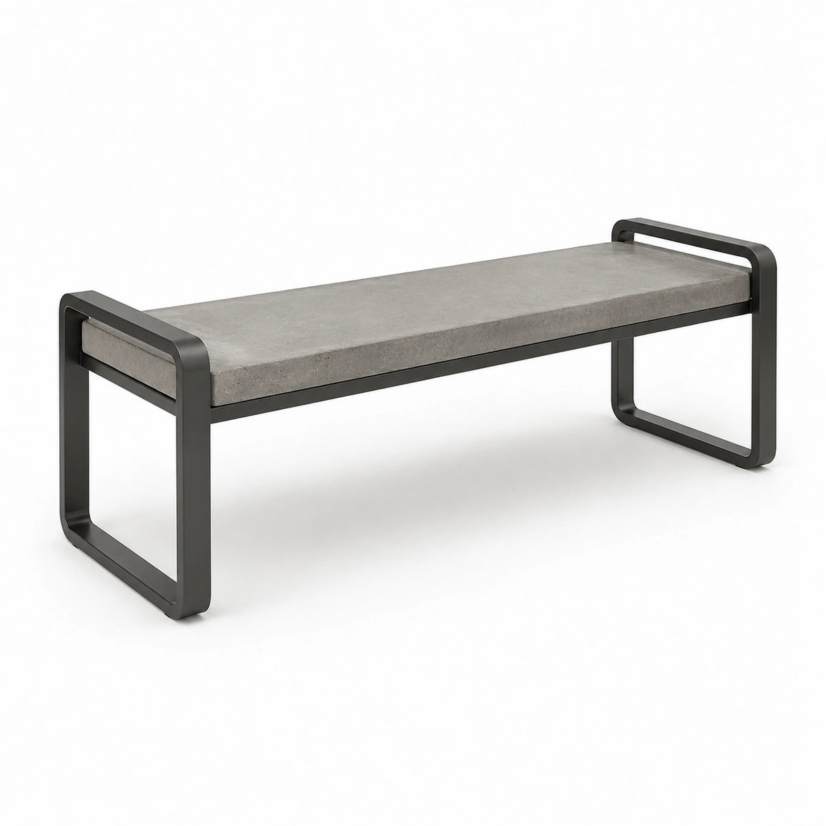 Sitzbank im Industriestil aus Beton und Metall, 120 × 40 × 45 cm, Grau/Schwarz