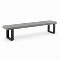Sitzbank im Industriestil, 180 × 40 × 45 cm, Betonoptik Grau mit schwarzem Metallgestell