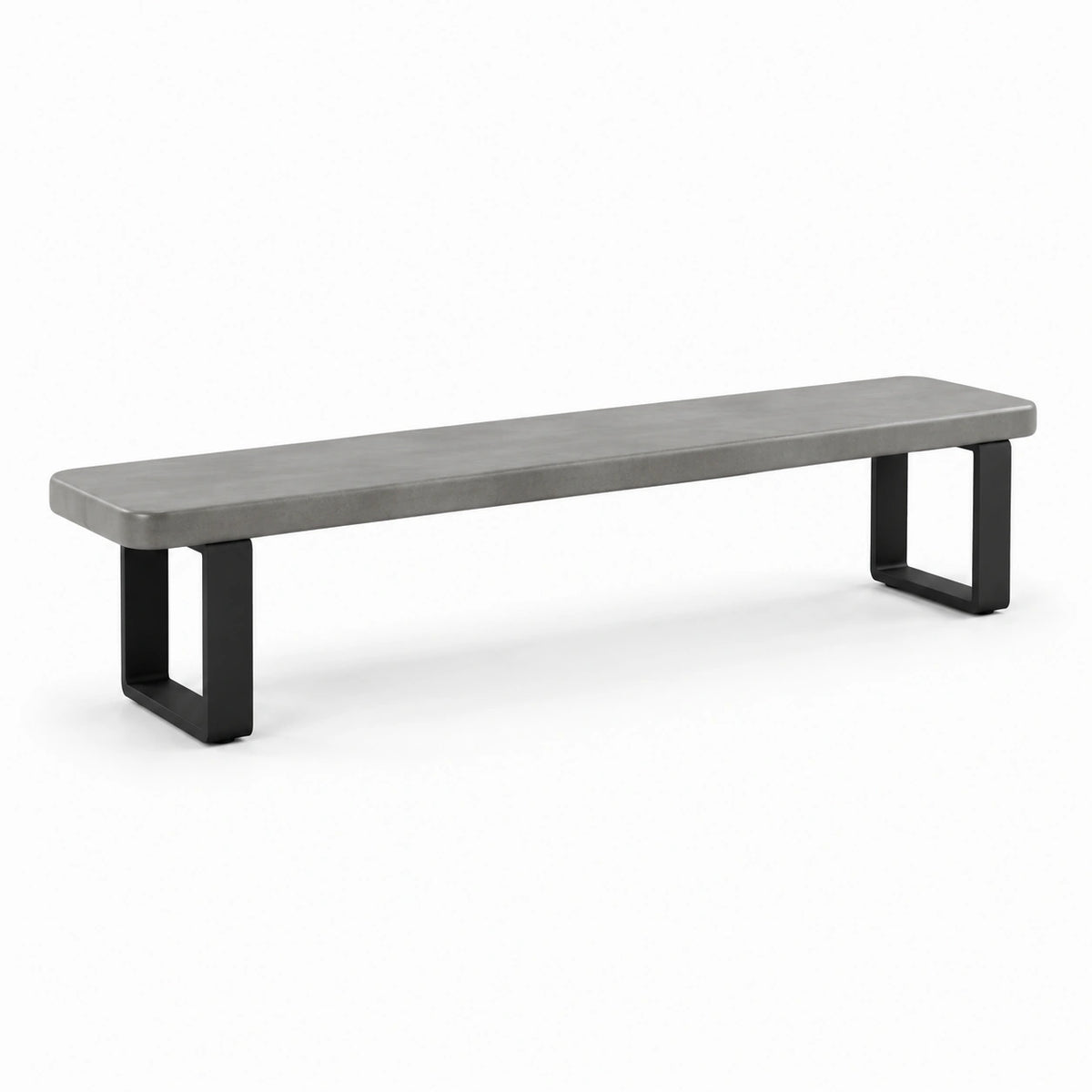Sitzbank im Industriestil, 180 × 40 × 45 cm, Betonoptik Grau mit schwarzem Metallgestell
