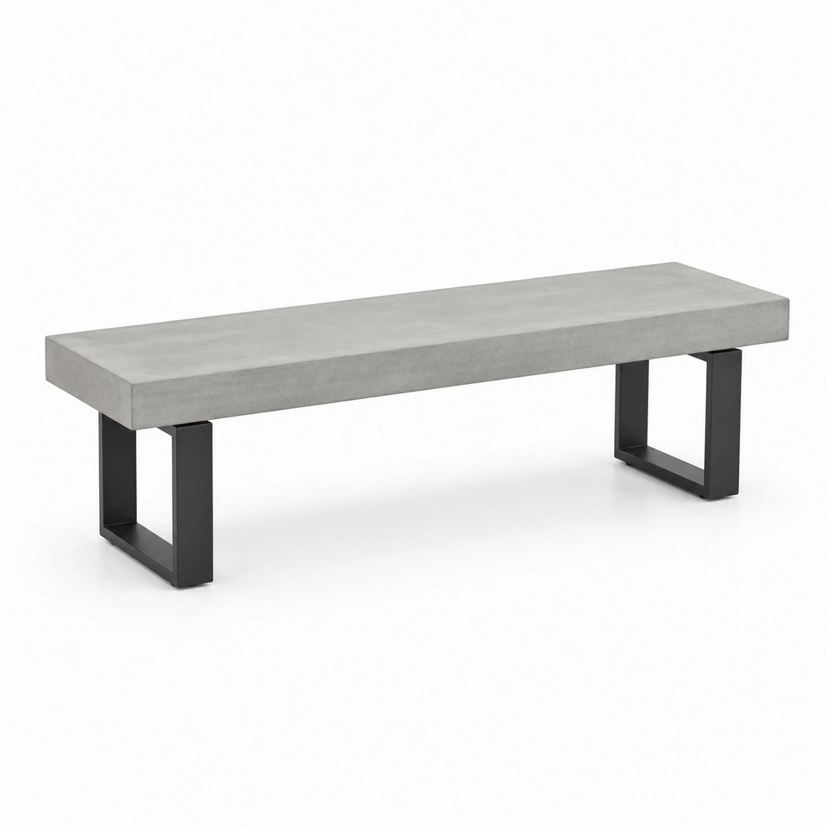 Sitzbank im Industriestil, 160 × 40 × 45 cm, Beton Grau mit Metallgestell Schwarz