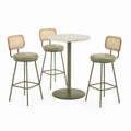 Bartisch-Set mit 3 Barhockern, Ø 80 × 105 cm, Grün/Beige/Weiß
